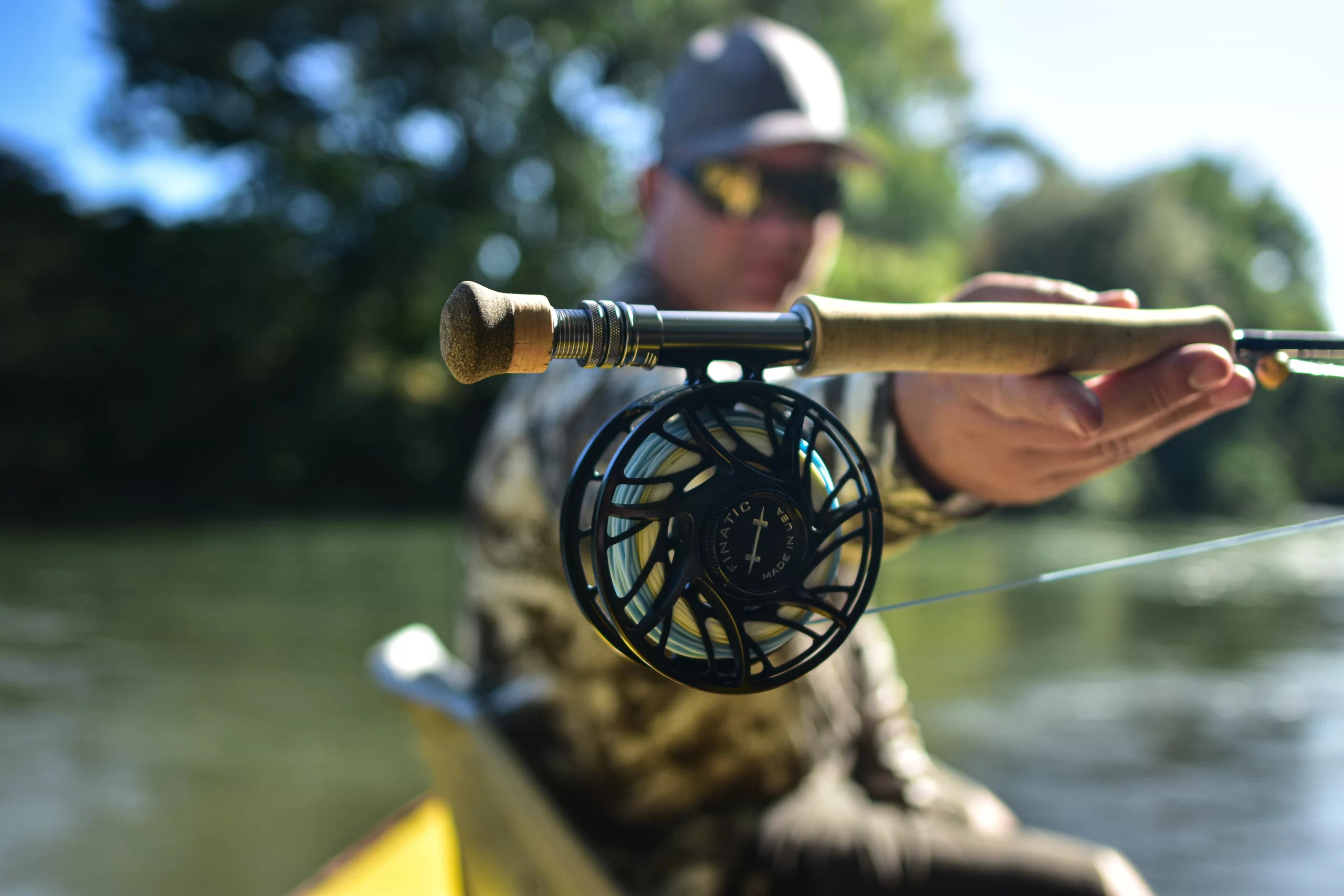 Shawn Davis with a fly reel for machaca fishing