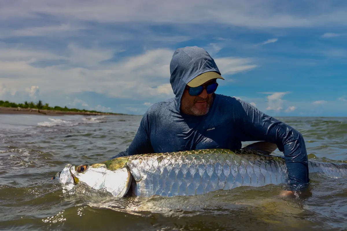 Pato from Mexico with a large tarpon in Barra Colorado
